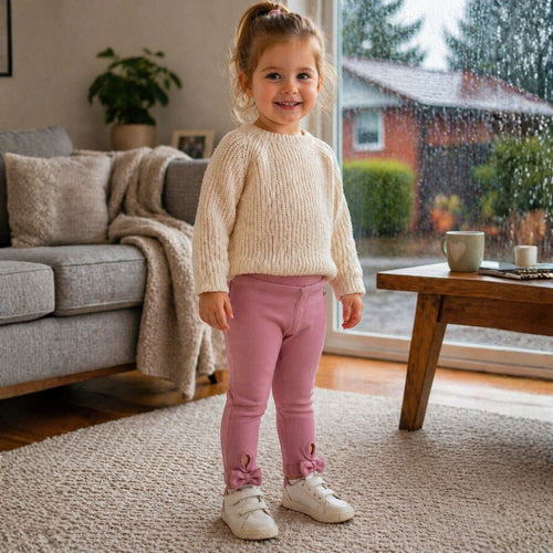 Calza Bebé Niña Franela Lazo Rosado - Louicid