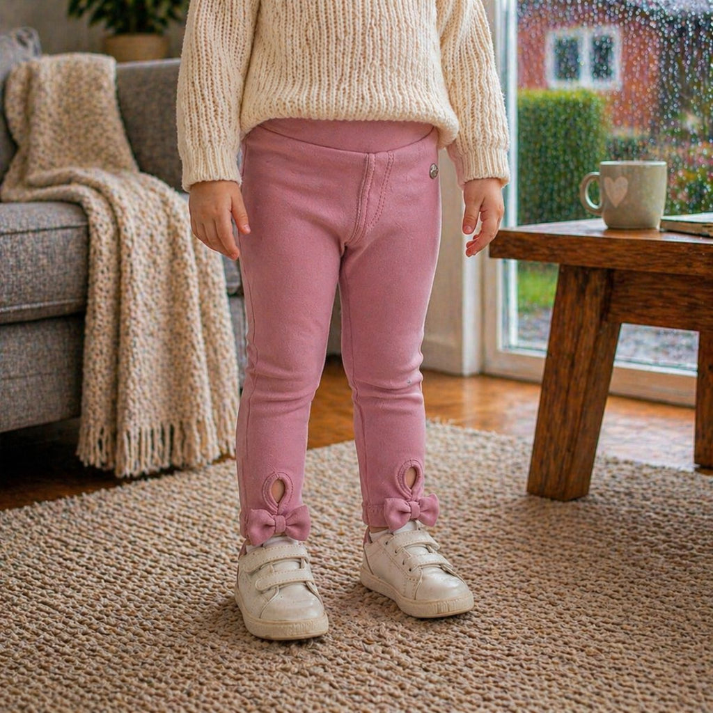 Calza Bebé Niña Franela Lazo Rosado Zoom - Louicid