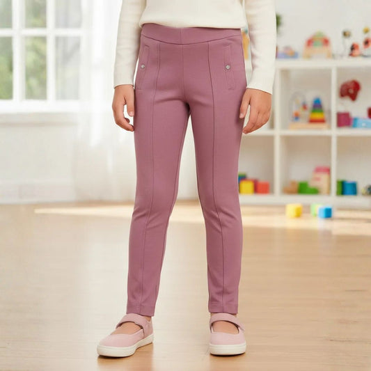 Calza Palo Rosa Niña Con Botón Corazón Pillin Casa - Louicid