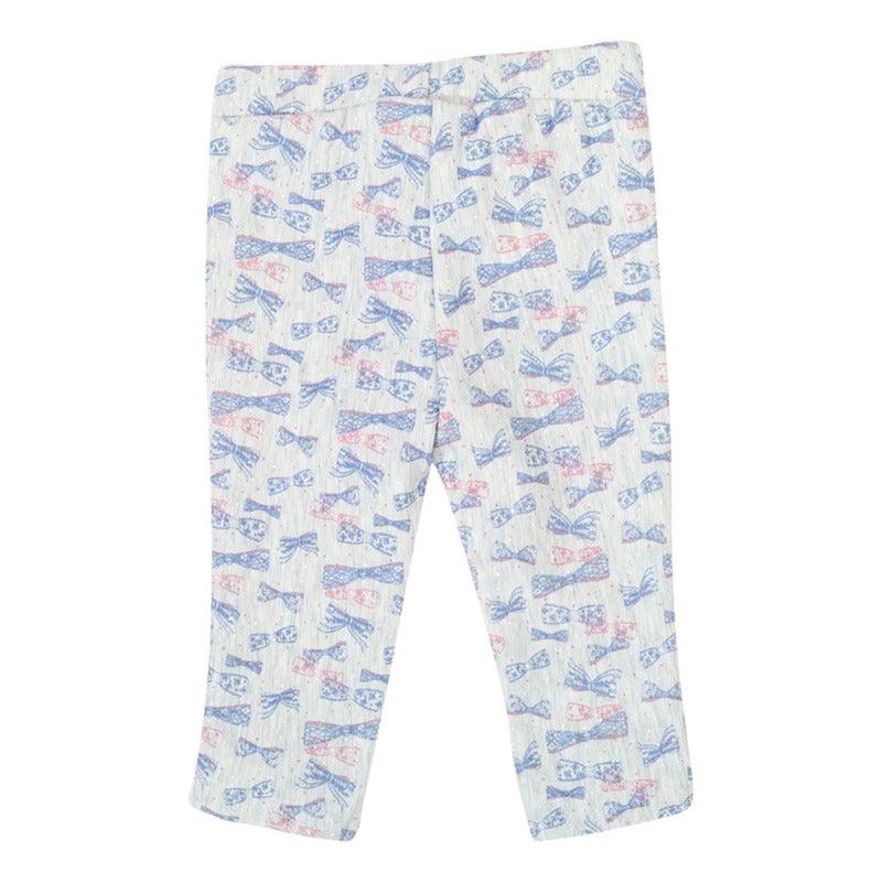 Calza Bebé Niña Con Franela Estampado Lazo Gris Claro - Louicid
