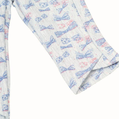Calza Bebé Niña Con Franela Estampado Lazo Gris Claro - Louicid