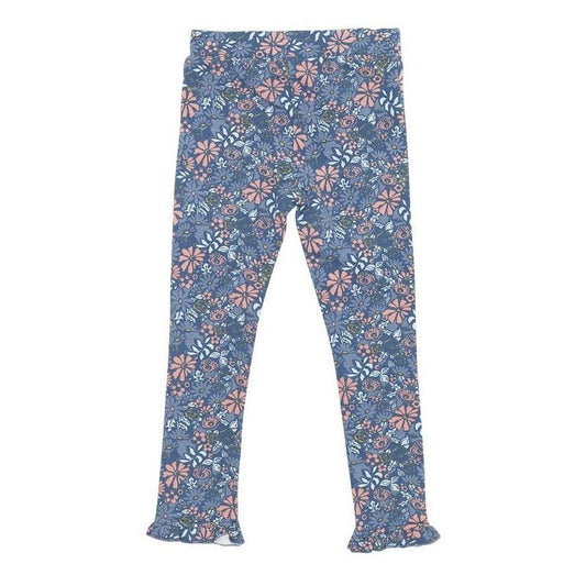 Calza Niña Con Franela Estampada Floreal Azul - Louicid