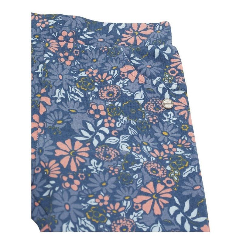 Calza Niña Con Franela Estampada Floreal Azul - Louicid