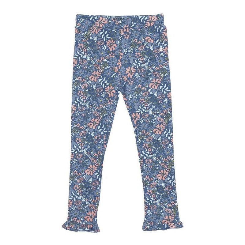 Calza Niña Con Franela Estampada Floreal Azul - Louicid
