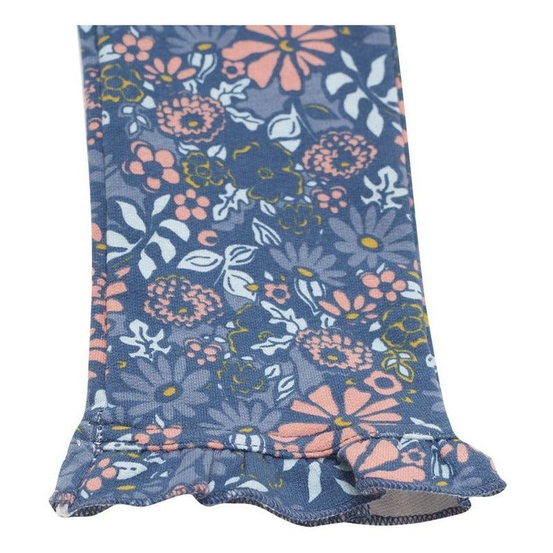 Calza Niña Con Franela Estampada Floreal Azul - Louicid
