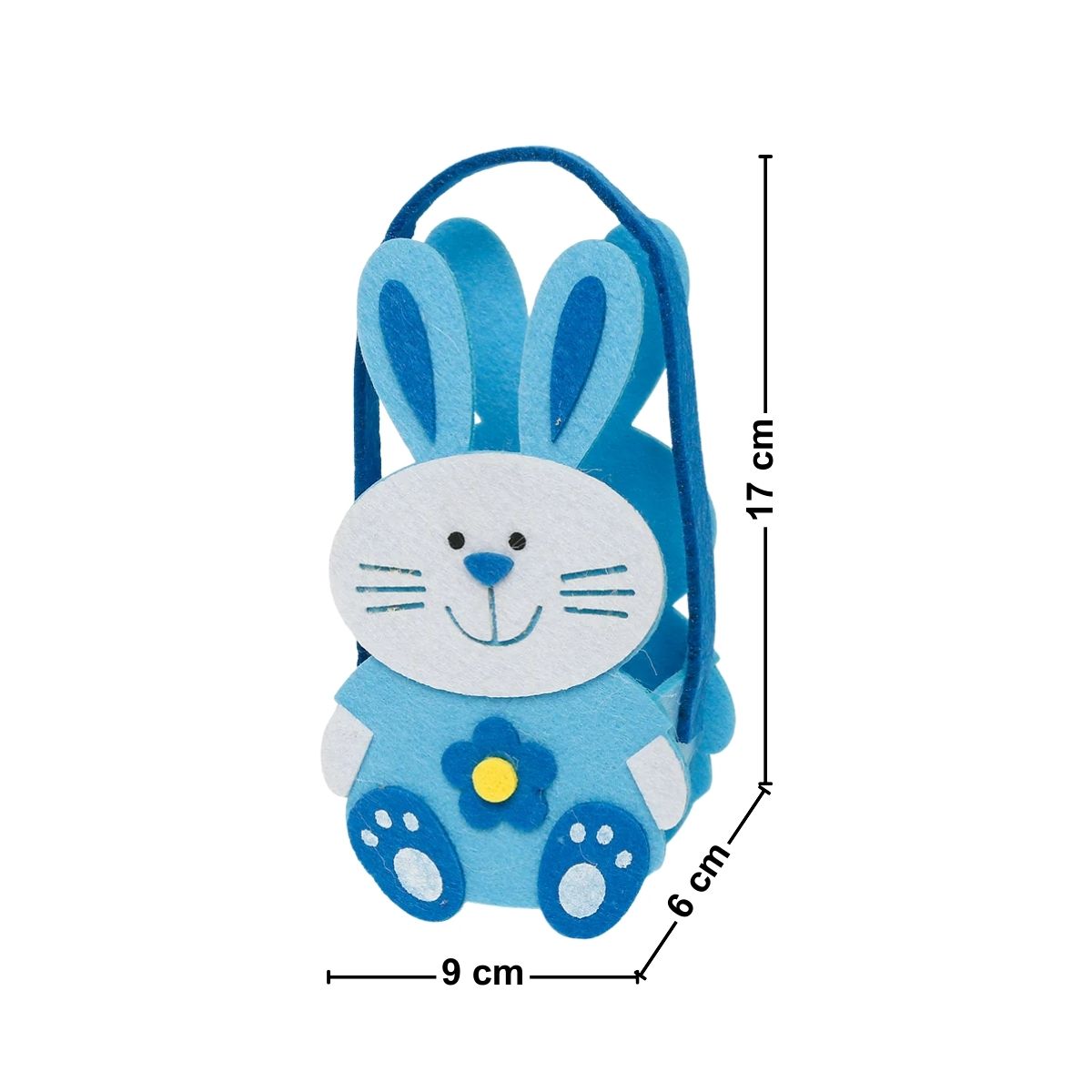 Canasto Conejo Pascua Tela 17cm Infantil Celeste Medidas - Louicid