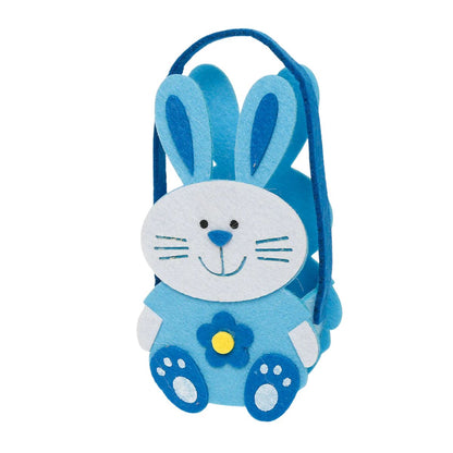 Canasto Conejo Pascua Tela 17cm Infantil Celeste - Louicid