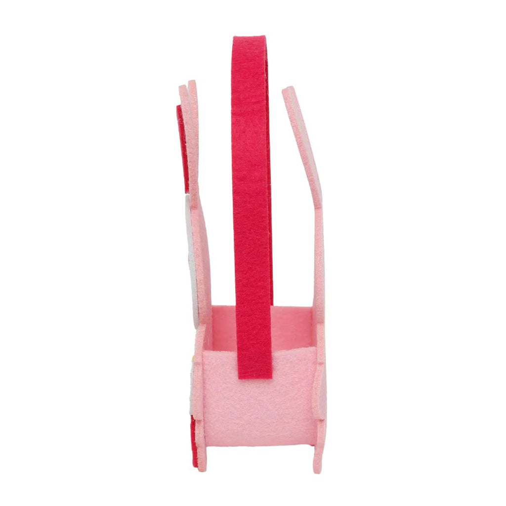 Canasto Conejo Pascua Tela 17cm Infantil Rosado Lateral - Louicid
