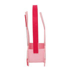 Canasto Conejo Pascua Tela 17cm Infantil Rosado Lateral - Louicid