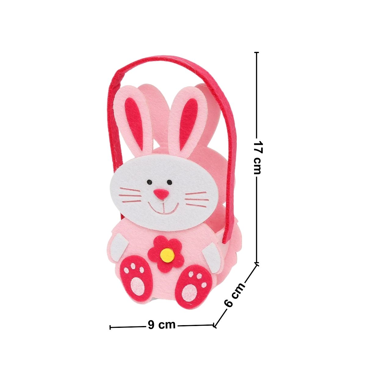 Canasto Conejo Pascua Tela 17cm Infantil Rosado Medidas - Louicid