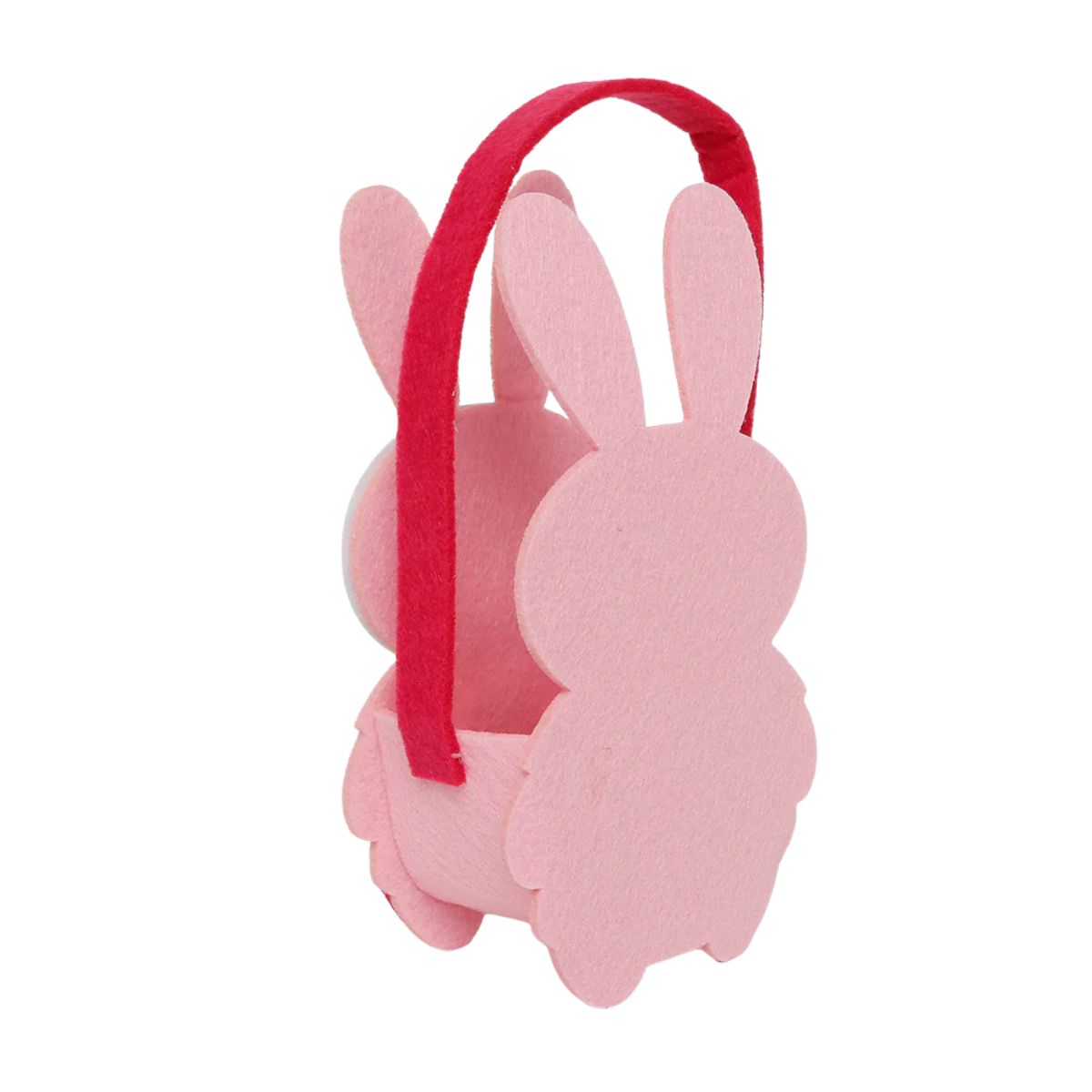 Canasto Conejo Pascua Tela 17cm Infantil Rosado Reverso - Louicid