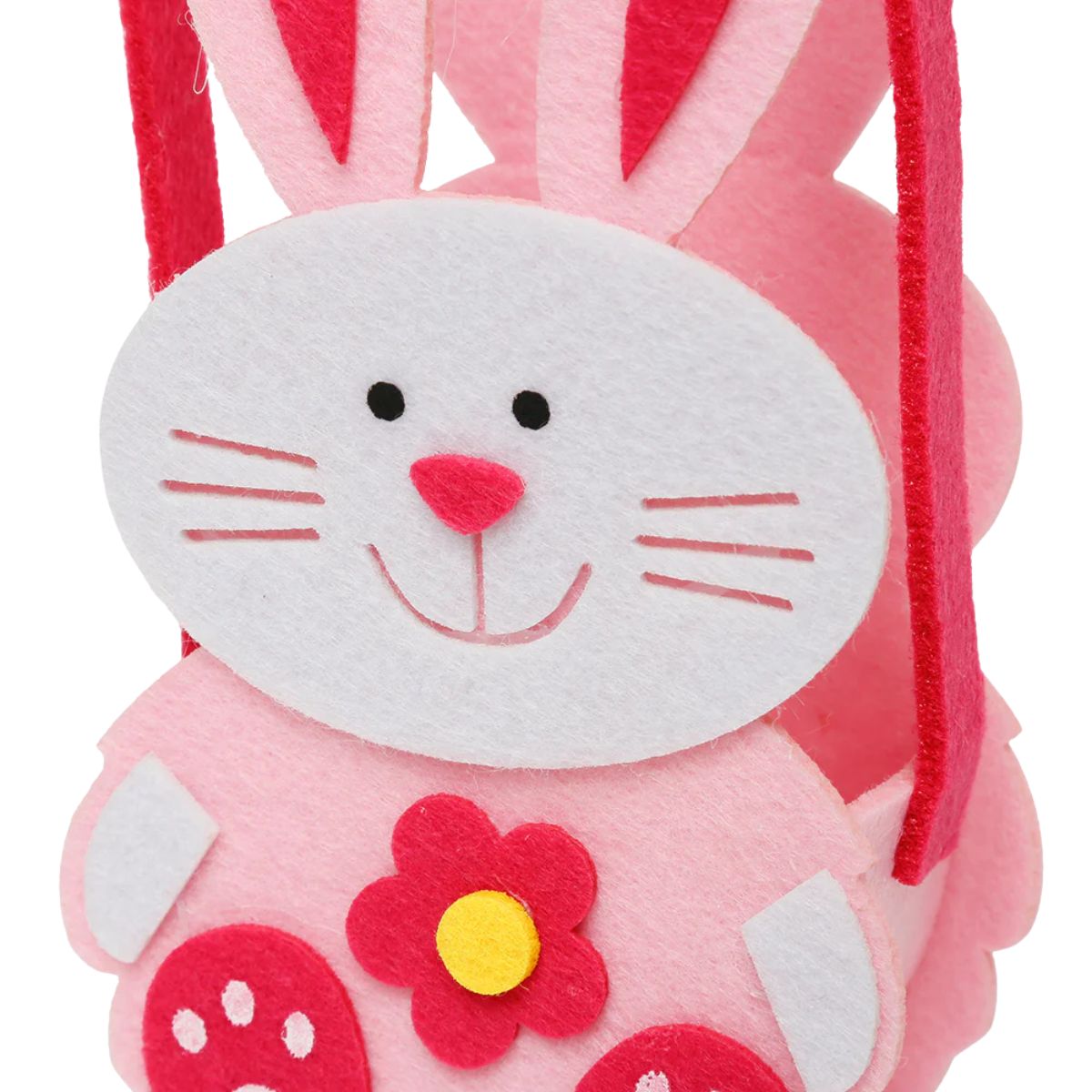 Canasto Conejo Pascua Tela 17cm Infantil Rosado Zoom - Louicid