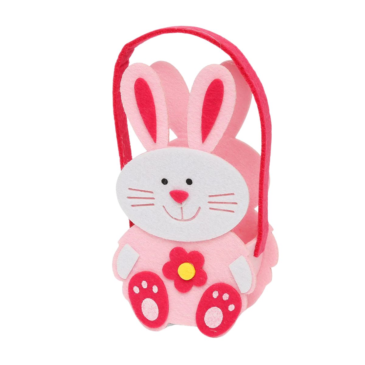 Canasto Conejo Pascua Tela 17cm Infantil Rosado - Louicid