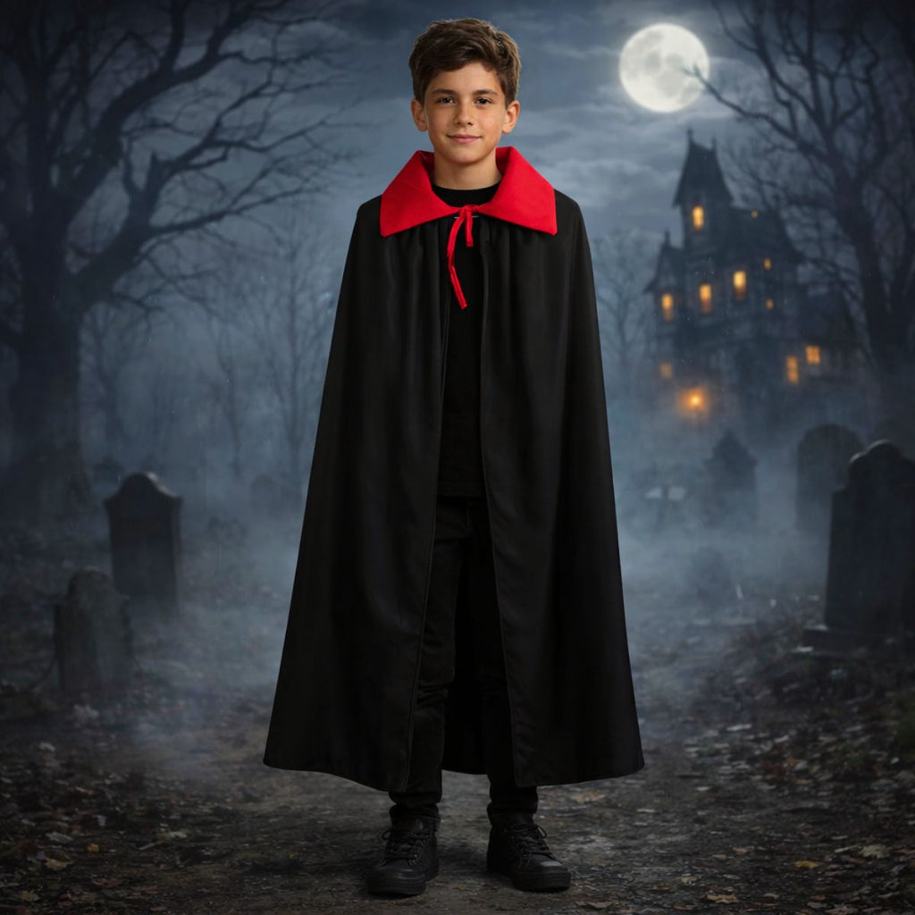 Capa De Vampiro 1.3 metros Disfraz Para Halloween Cementerio - Louicid