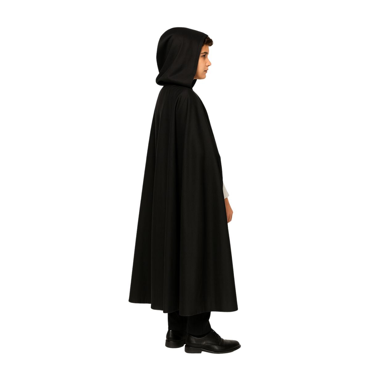Capa Negra Con Capucha 120cm Niño - Louicid