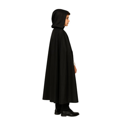Capa Negra Con Capucha 120cm Niño - Louicid