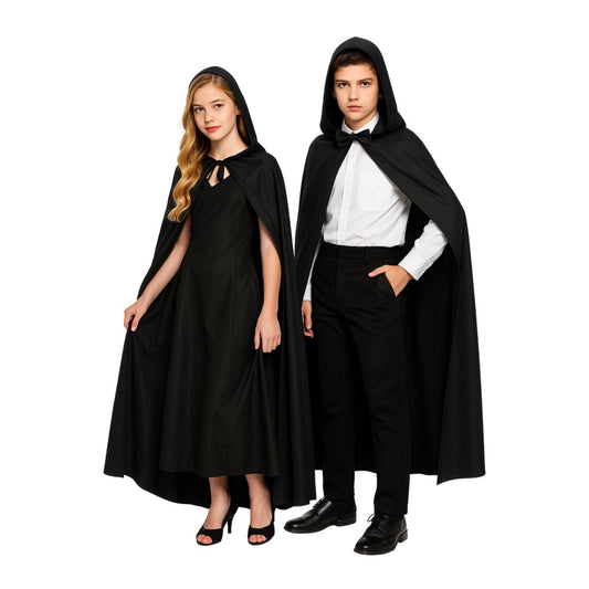 Capa Negra Con Capucha 120cm Unisex - Louicid