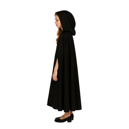 Capa Negra Infantil Con Capucha 90cm Niña - Louicid