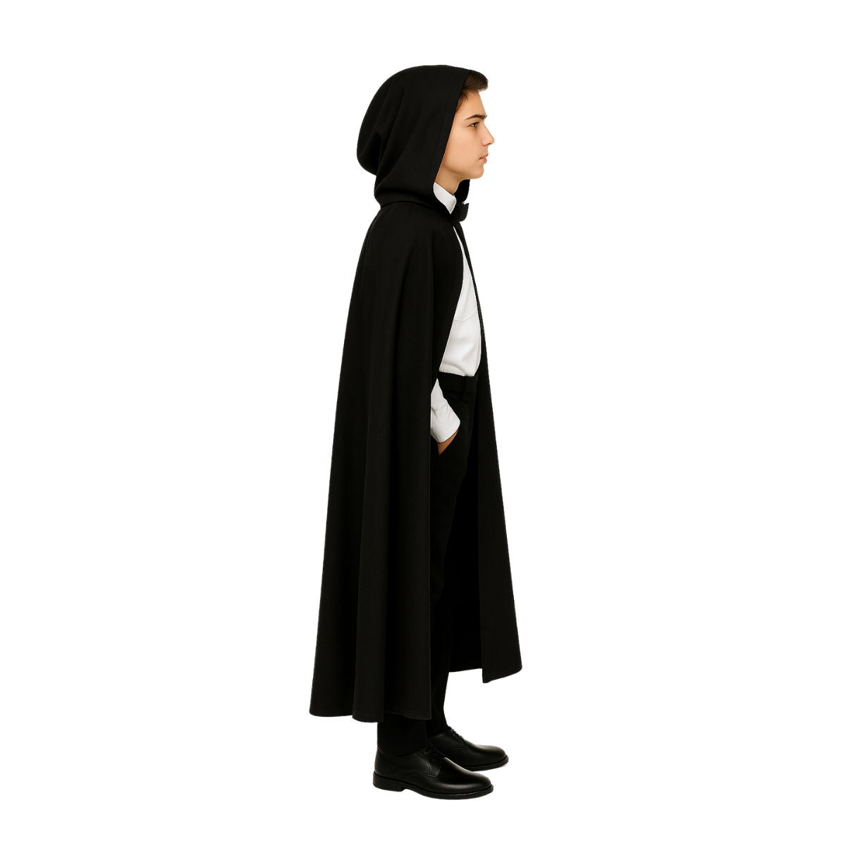 Capa Negra Infantil Con Capucha 90cm Niño - Louicid