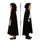Capa Negra Infantil Con Capucha 90cm Unisex Medidas - Louicid
