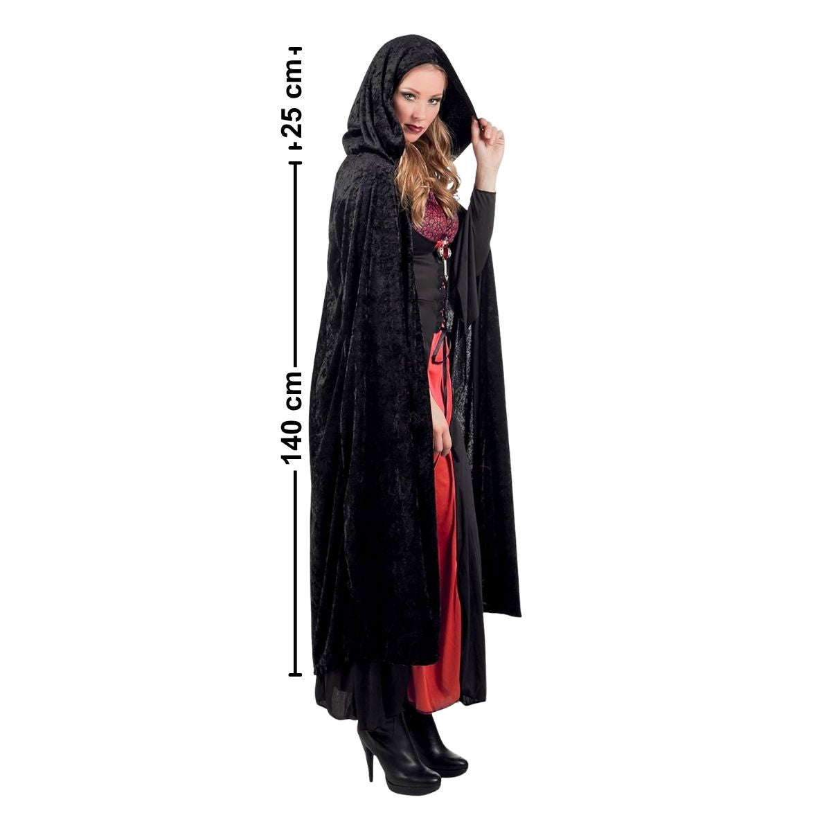 Capa Terciopelo Con Capucha Negra 140cm Mujer Medidas - Louicid