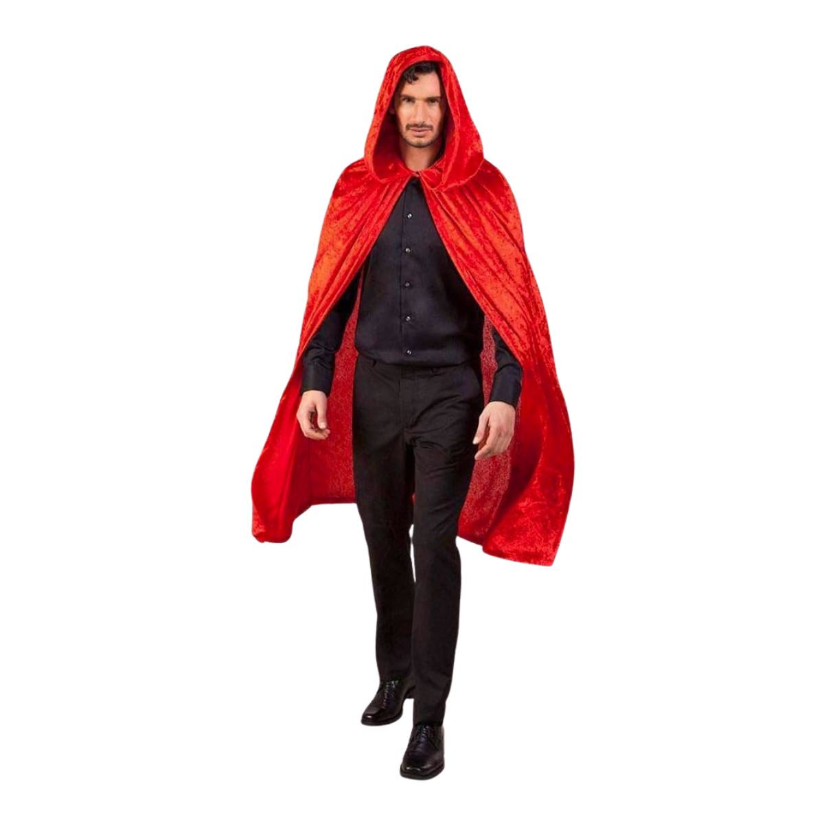Capa Terciopelo Con Capucha Roja 140cm Hombre Louicid