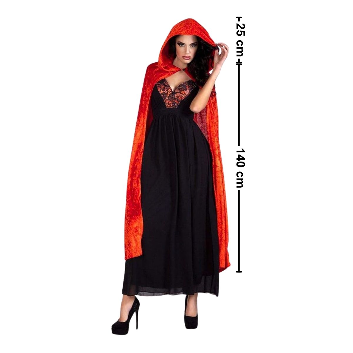 Capa Terciopelo Con Capucha Roja 140cm Medidas - Louicid