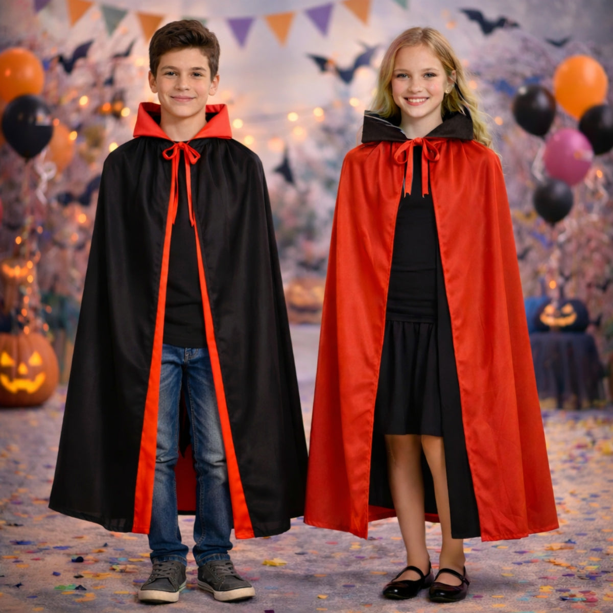Capa Vampiro Doble Color Reversible 120cm Unisex - Louicid