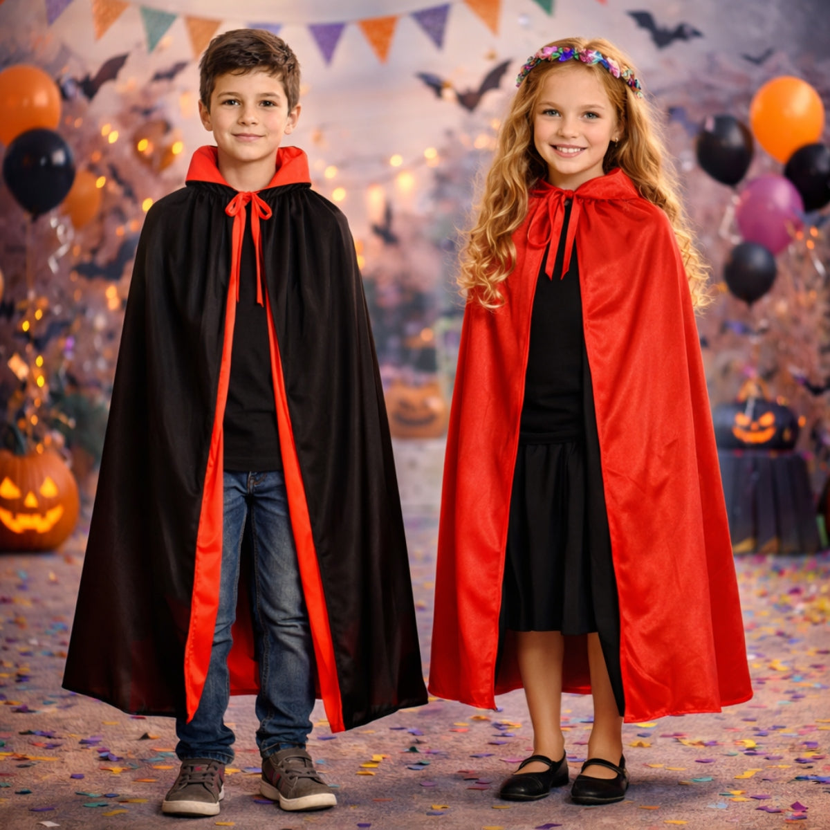 Capa Vampiro Doble Color Reversible 90cm Unisex - Louicid