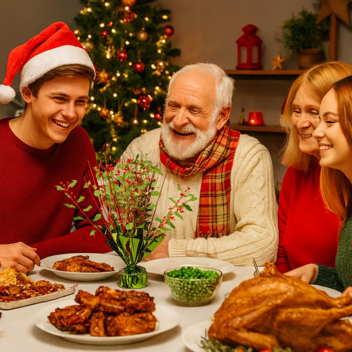 Centro de Mesa Navideño Verde 30cm Familia - Louicid