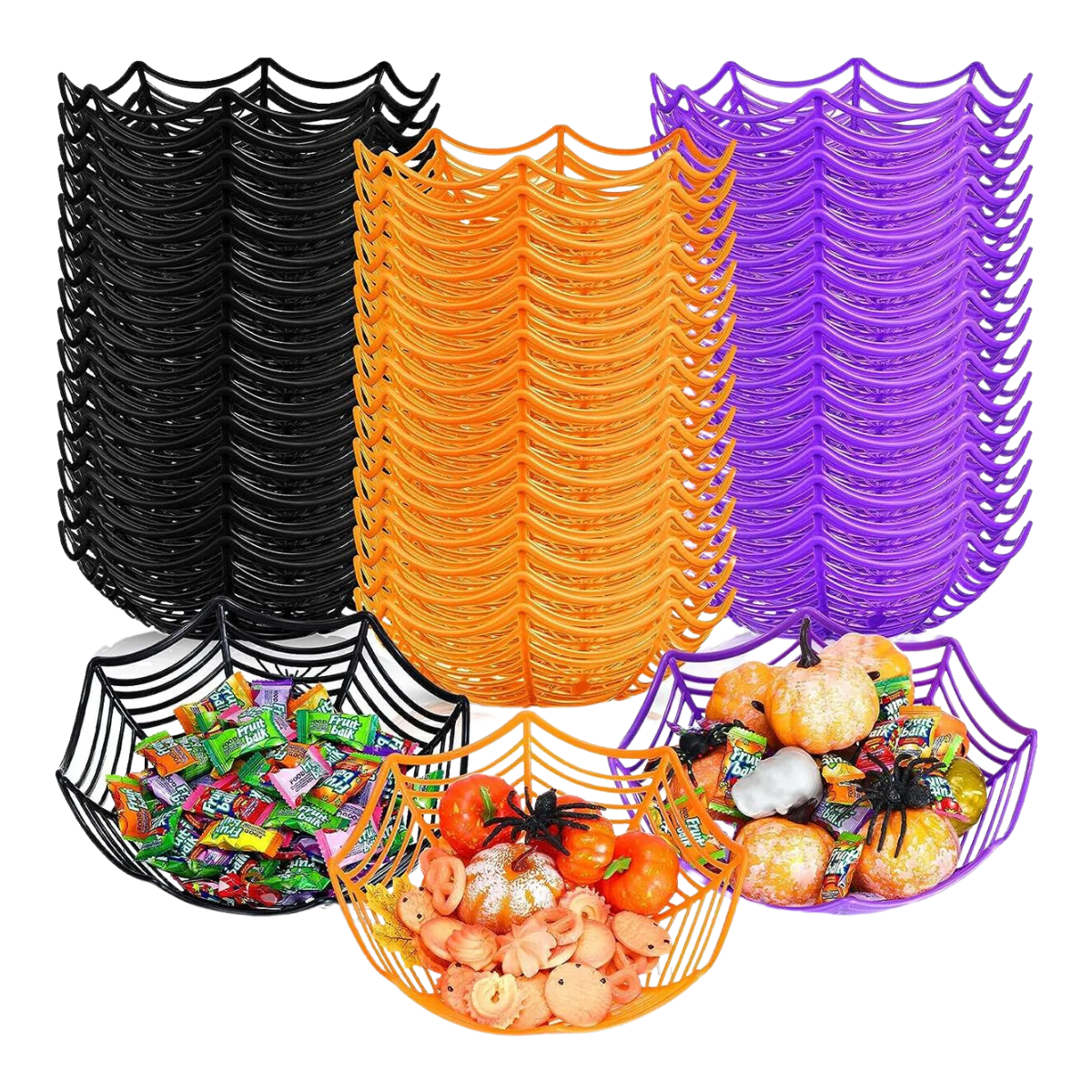Cesta De Plástico Araña Halloween Multicolor - Louicid