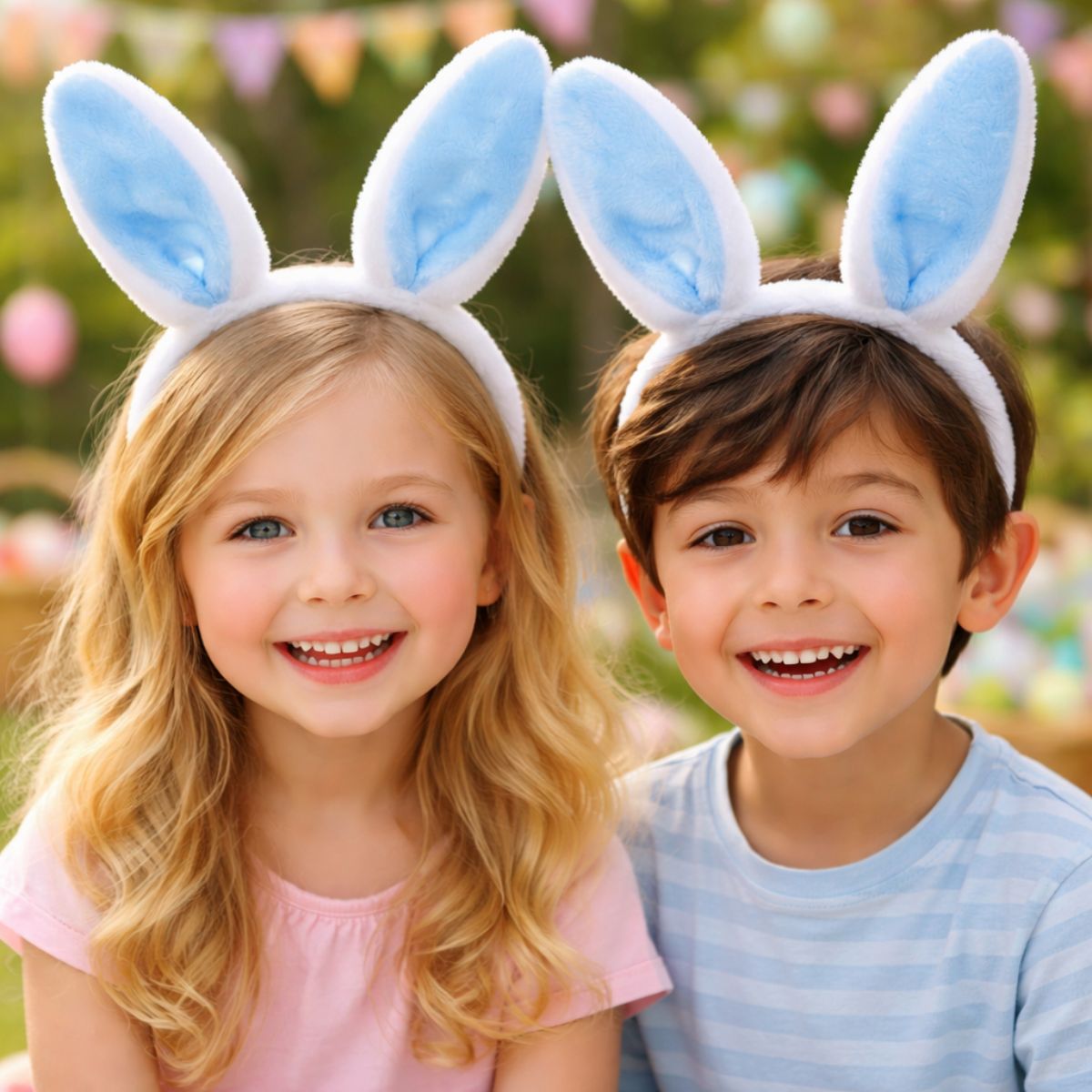 Cintillo Conejo Pascua Celeste Niños felices - Louicid