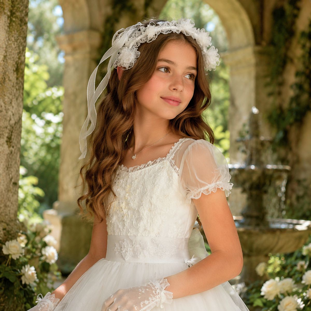 Cintillo Diadema Blanca Con Flores De Encaje - Louicid