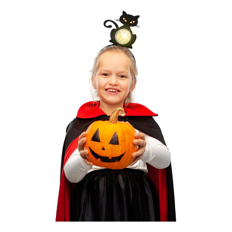 Cintillo Gato Negro Con Luces Led Accesorio Para Halloween - Louicid