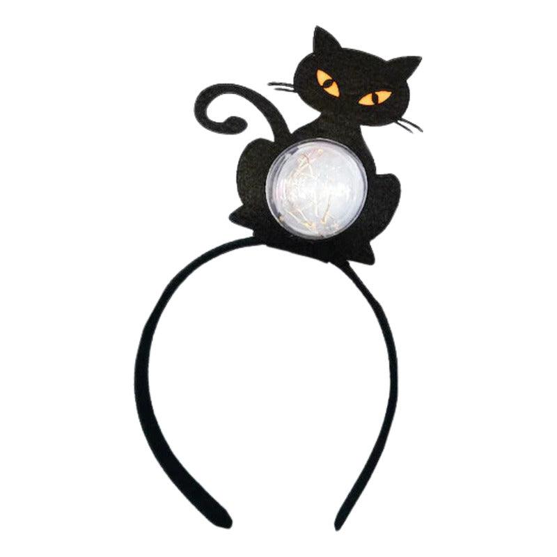 Cintillo Gato Negro Con Luces Led Accesorio Para Halloween - Louicid