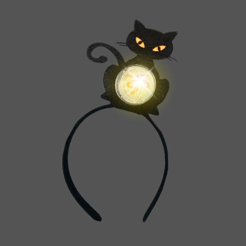 Cintillo Gato Negro Con Luces Led Accesorio Para Halloween - Louicid