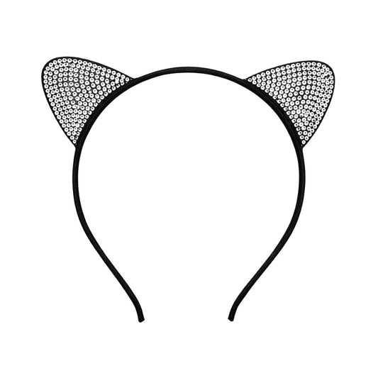 Cintillo Negro De Gatita Orejas Diamantes - Louicid