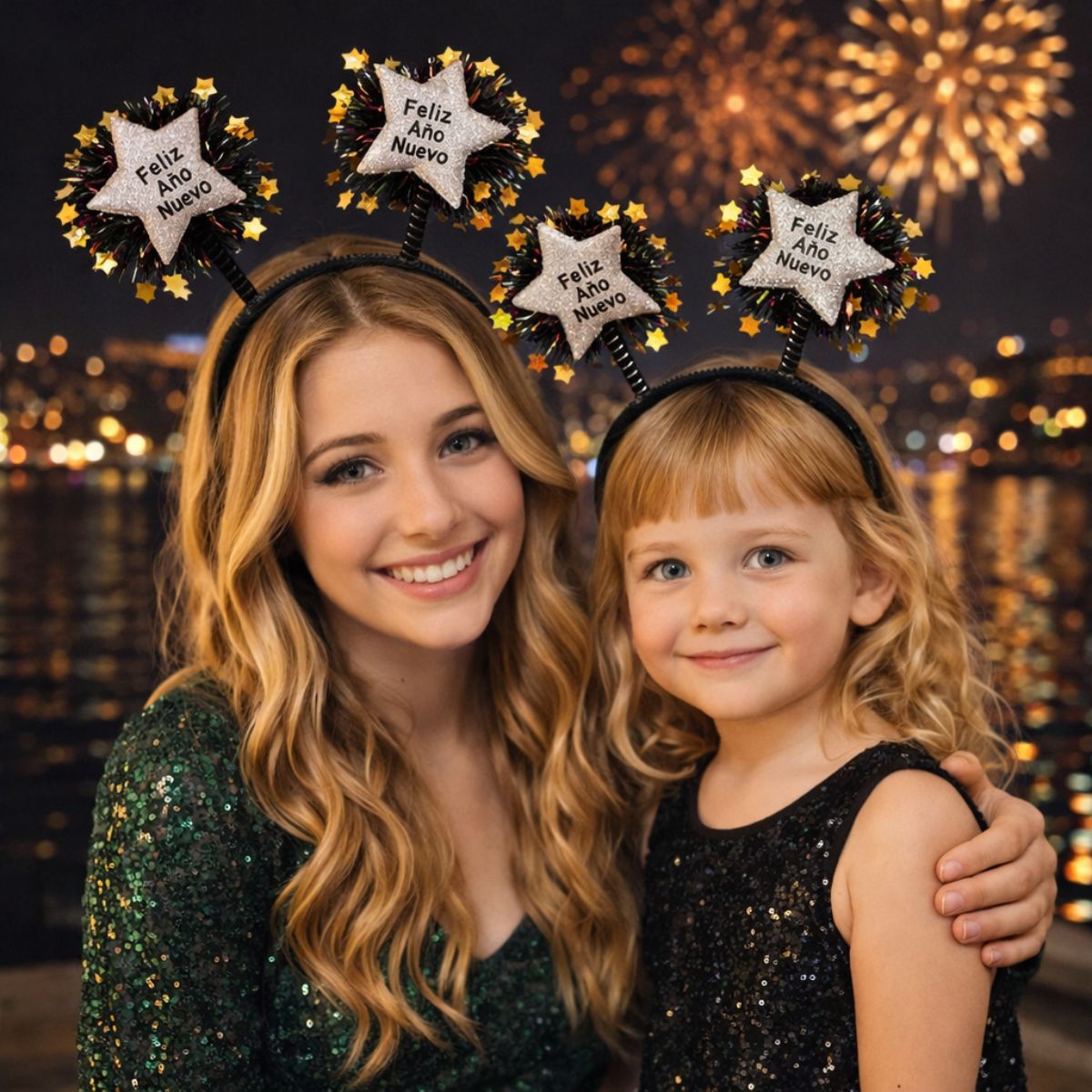 Cintillo Negro Estrellas Plateadas Feliz  Fiesta Año Nuevo - Louicid