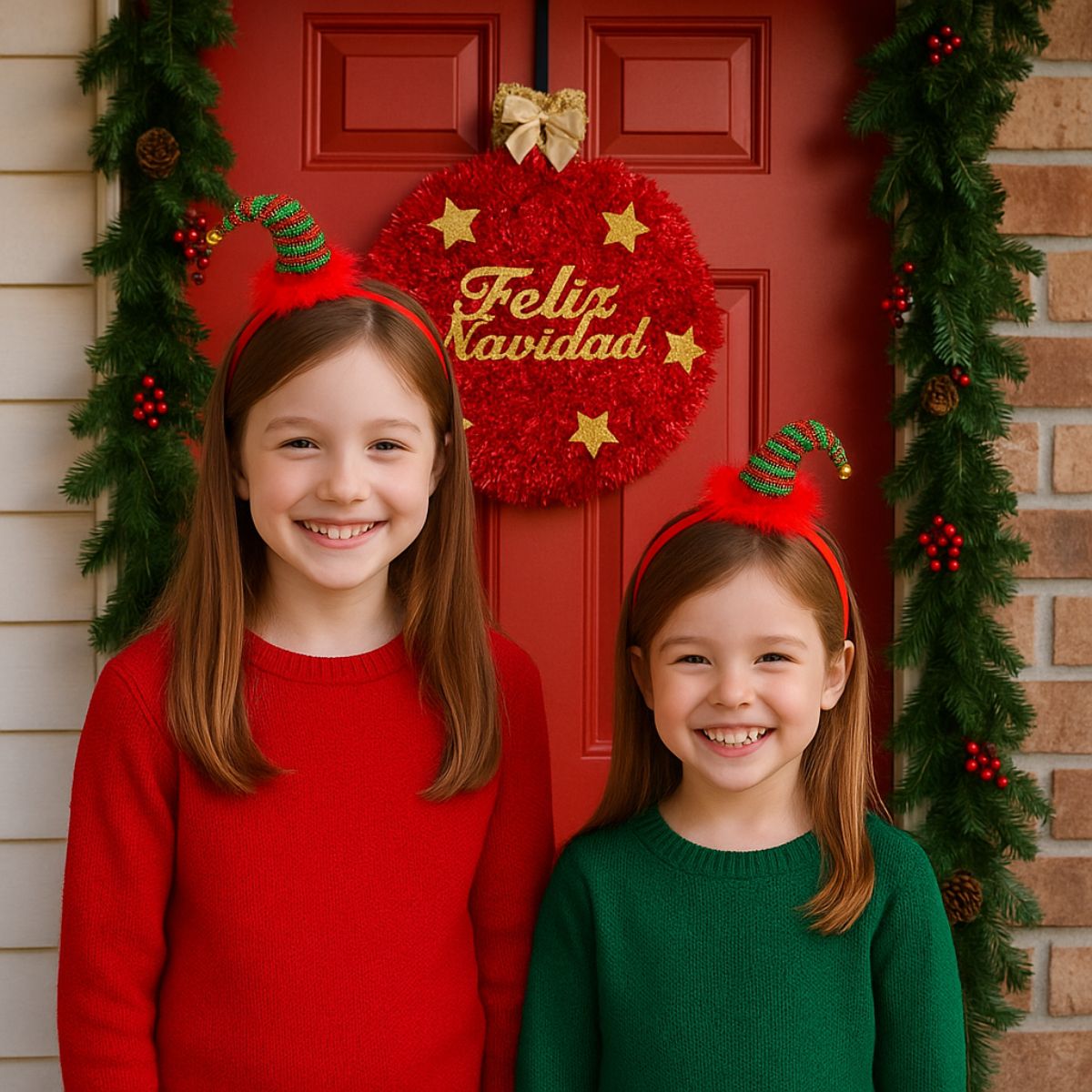 Cintillo Niña Duende Rayas Navidad Decoración Hogar - Louicid