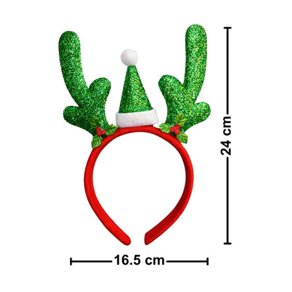 Cintillo Niña Gorrito Reno Verde Brillante Medidas - Louicid