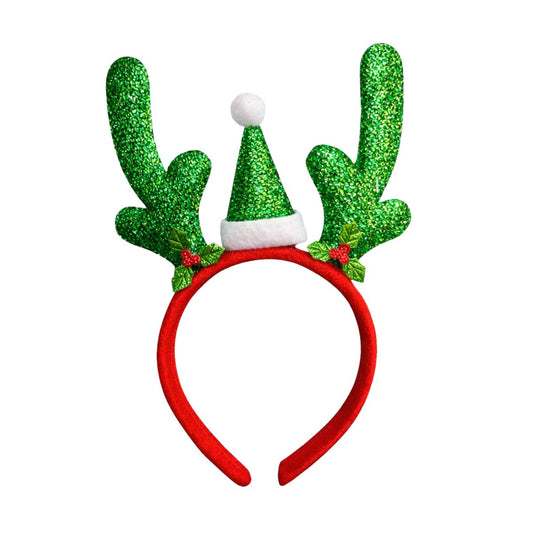 Cintillo Niña Gorrito Reno Verde Brillante - Louicid