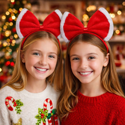 Cintillo Niña Moño Rojo Pascuera Celebración Familiar - Louicid