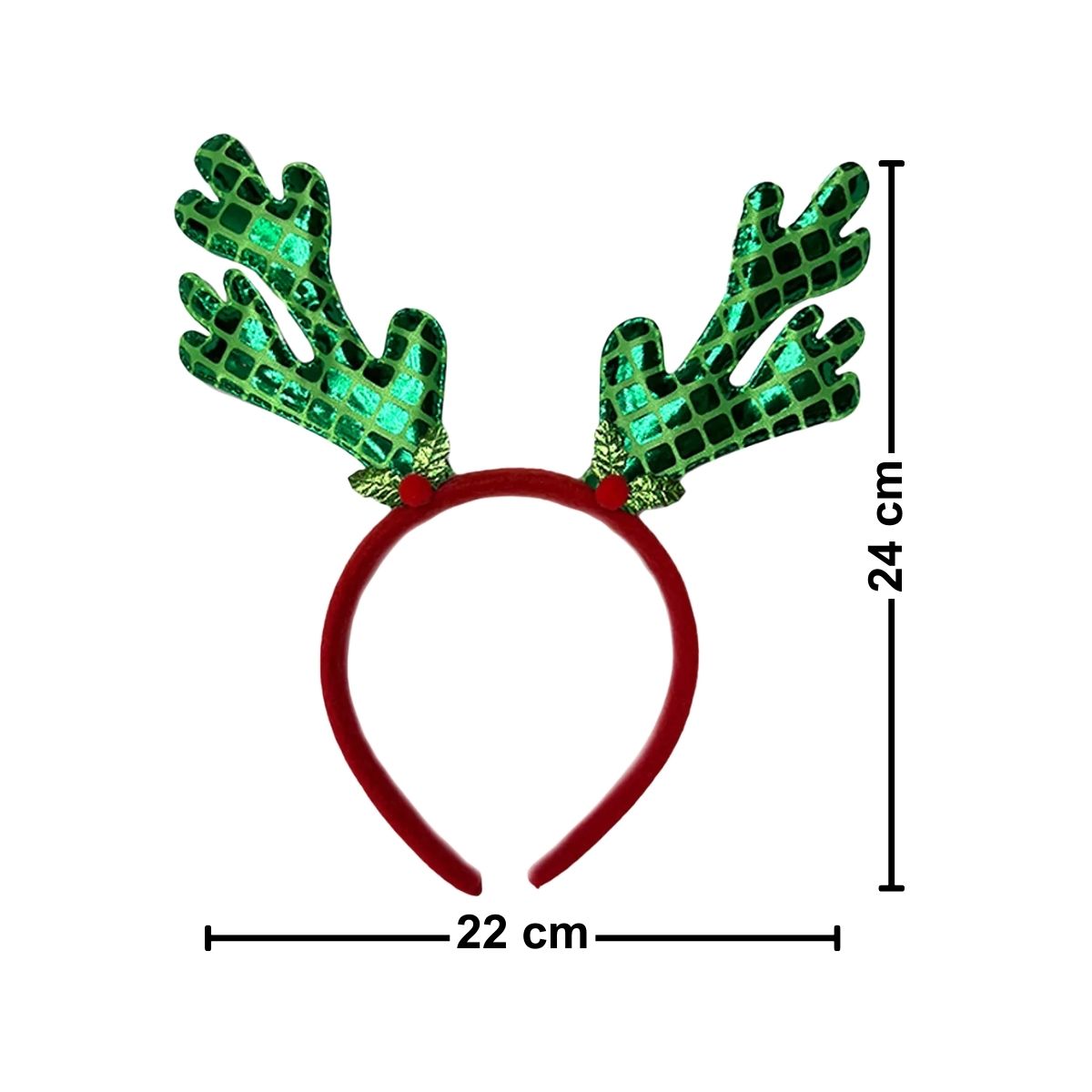 Cintillo Niña Reno Verde Brillante Navidad Medidas - Louicid