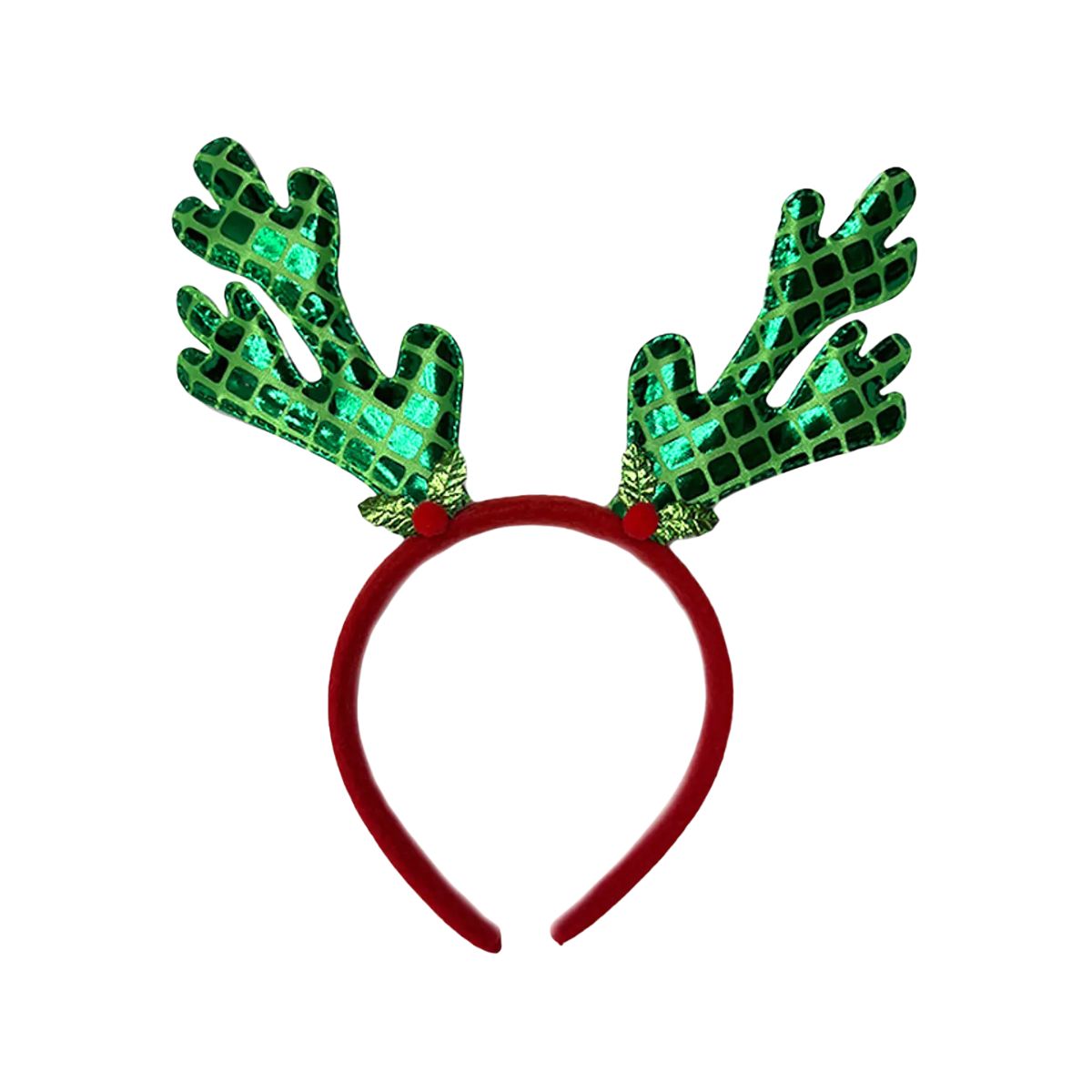 Cintillo Niña Reno Verde Brillante Navidad - Louicid