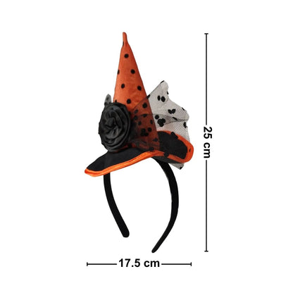 Cintillo Sombrero Bruja Velo Naranjo Halloween Medidas - Louicid