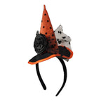 Cintillo Sombrero Bruja Velo Naranjo Lateral Halloween - Louicid