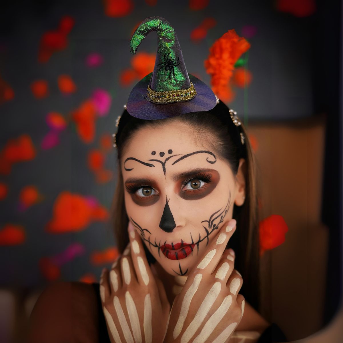 Cintillo Sombrero Bruja Verde Iridiscente Mujer Halloween - Louicid