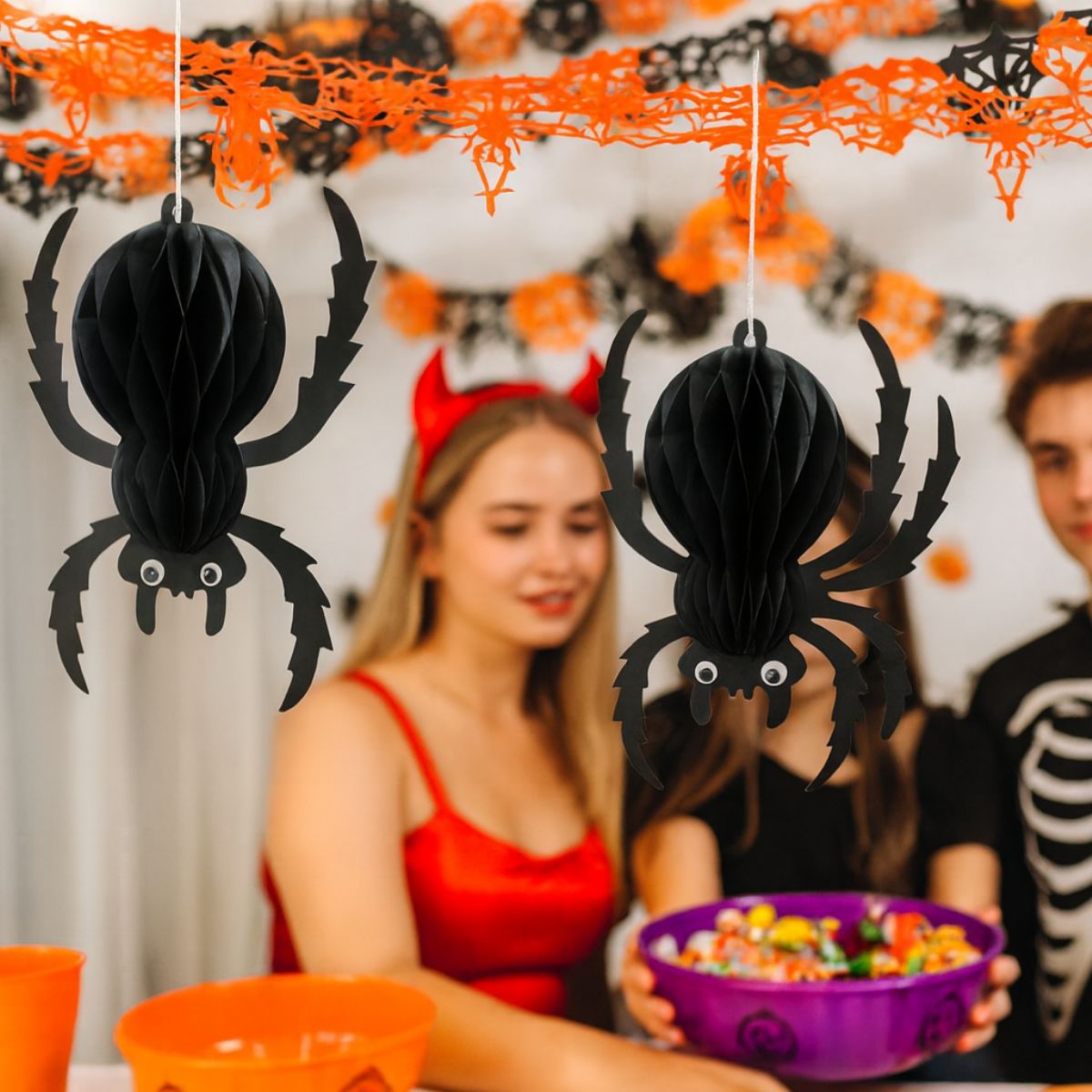 Colgante Araña Negra 24cm Fiesta Halloween - Louicid