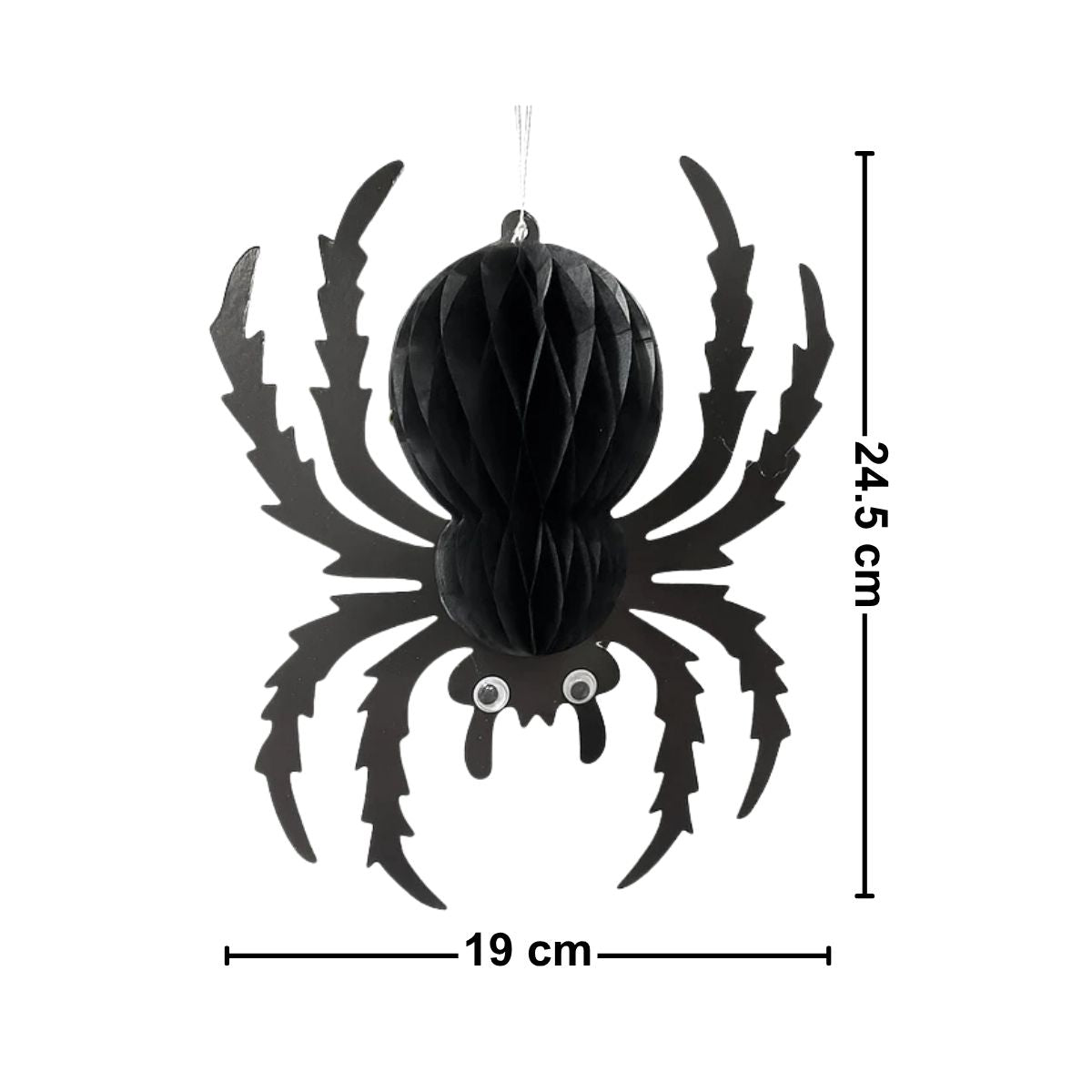 Colgante Araña Negra 24cm Halloween Medidas - Louicid