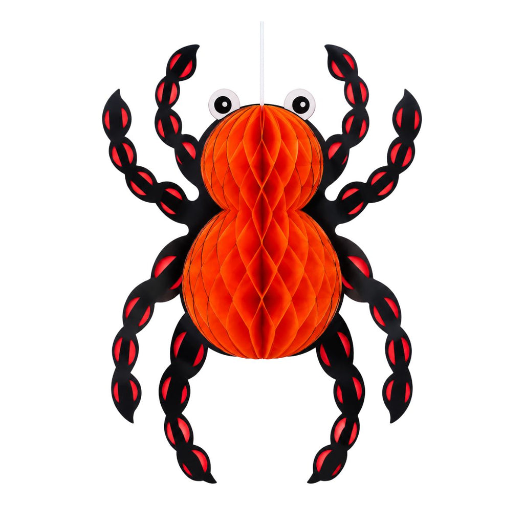 Colgante Araña Papel Naranja Halloween 33cm - Louicid